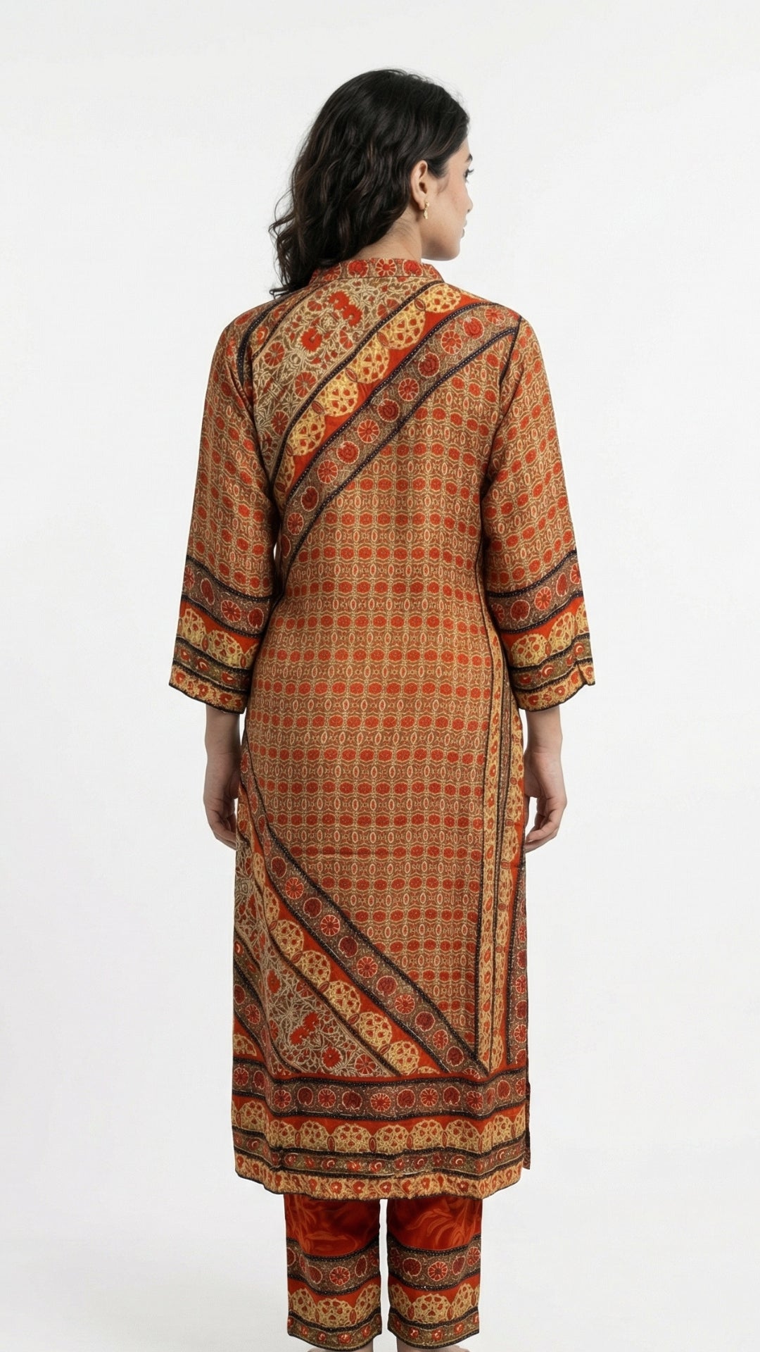 Red  Muslin Coord Set with Sequins Detailing