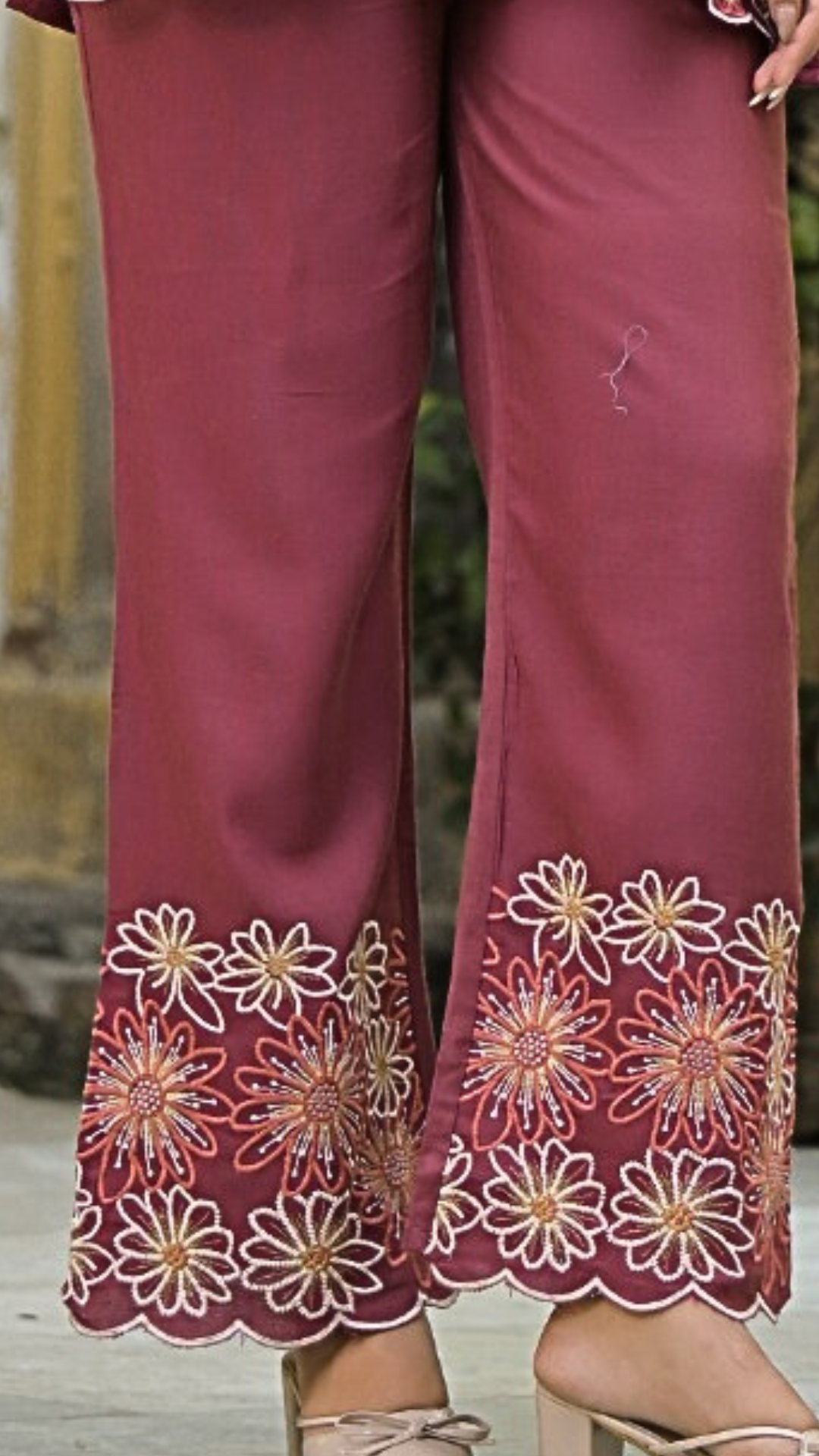 Rouge Pink Linen Cotton Coord Set with Thread Embroidery