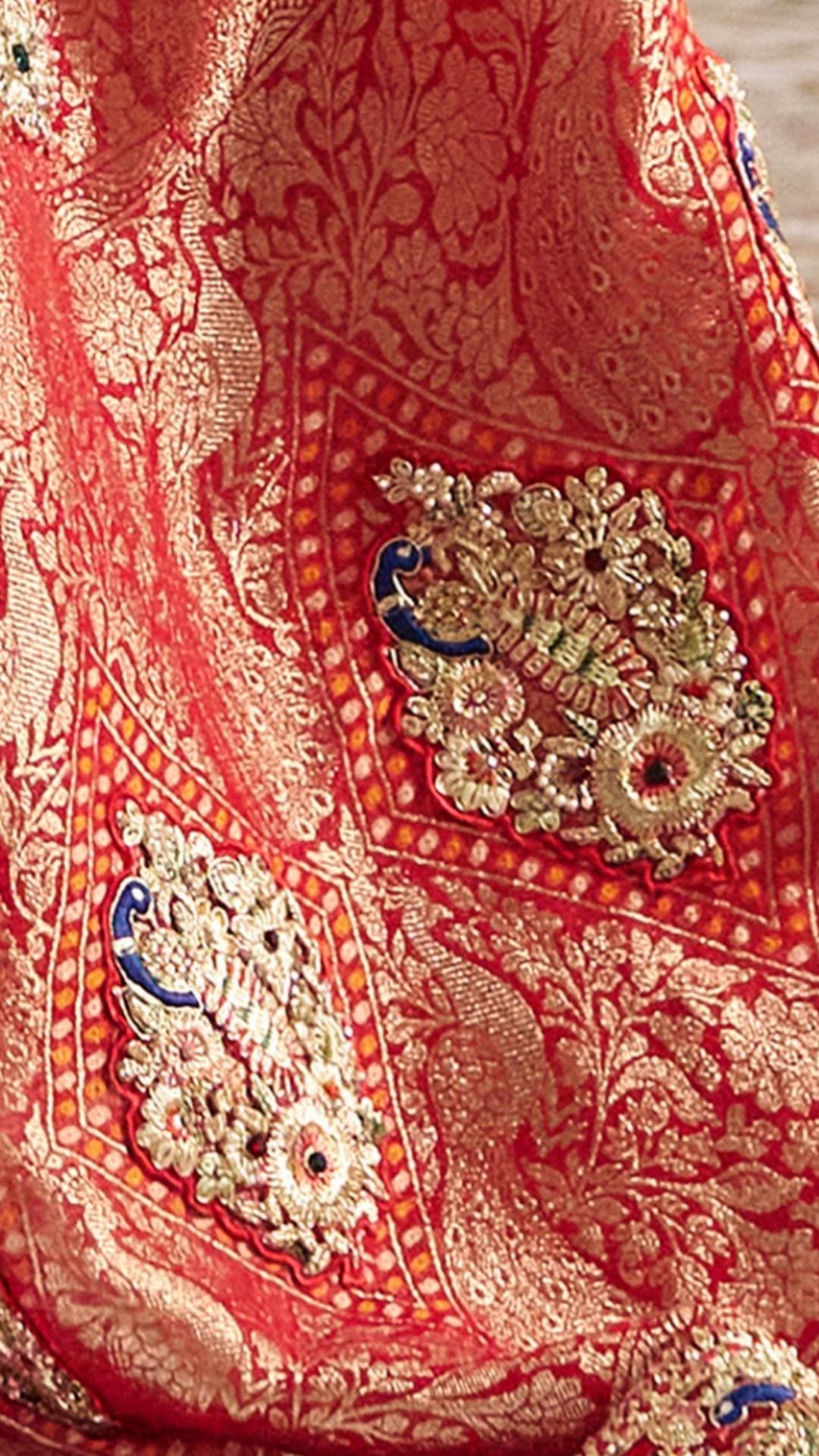 Red Georgette Saree With Zardosi Work