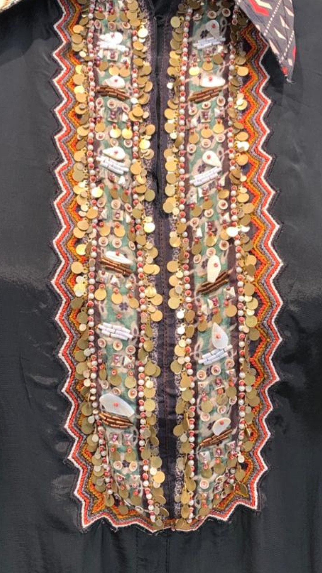 Black Crepe Coord Set with Sequin, Beadwork and Cut Dana