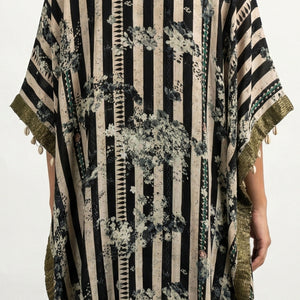 Black Hand Printed Crepe Coord Set with Moti, Sequins & Thread Detailing