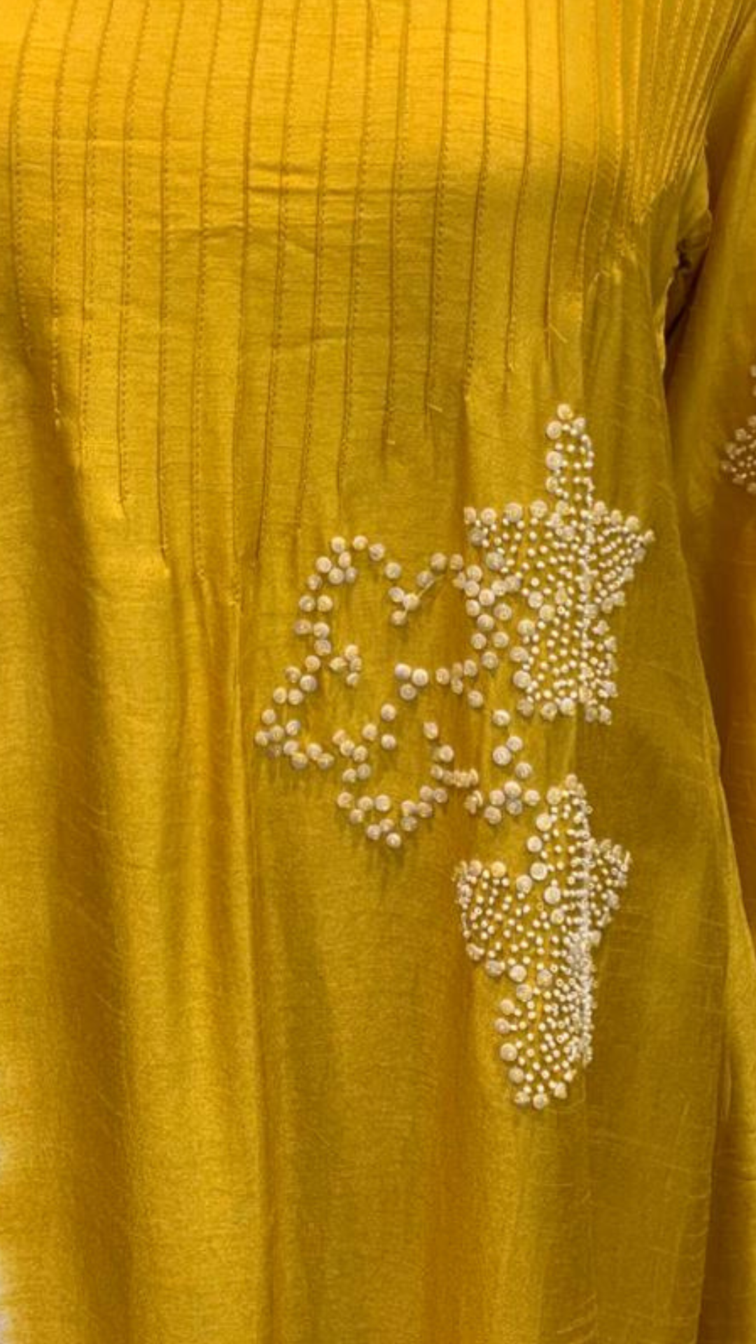 Yellow Cotton Silk Coord Set with Sequin and Moti Work