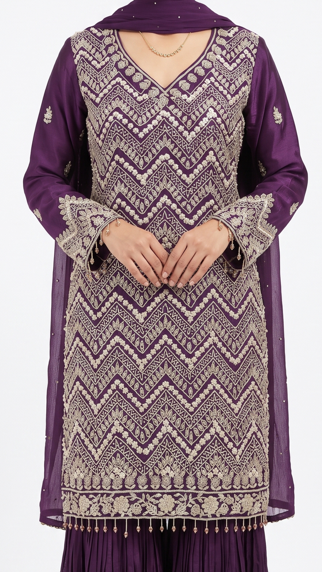 Purple Crepe Fabric  Cut dana Sitara  Sequins