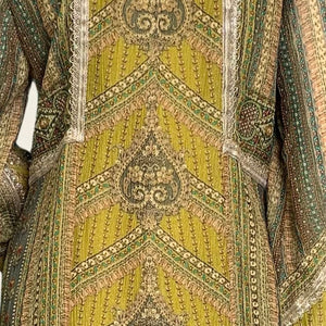 Mehandi Green Wrinkle Tissue Digital Printed Suit with Mirror Detailing and Palazzo
