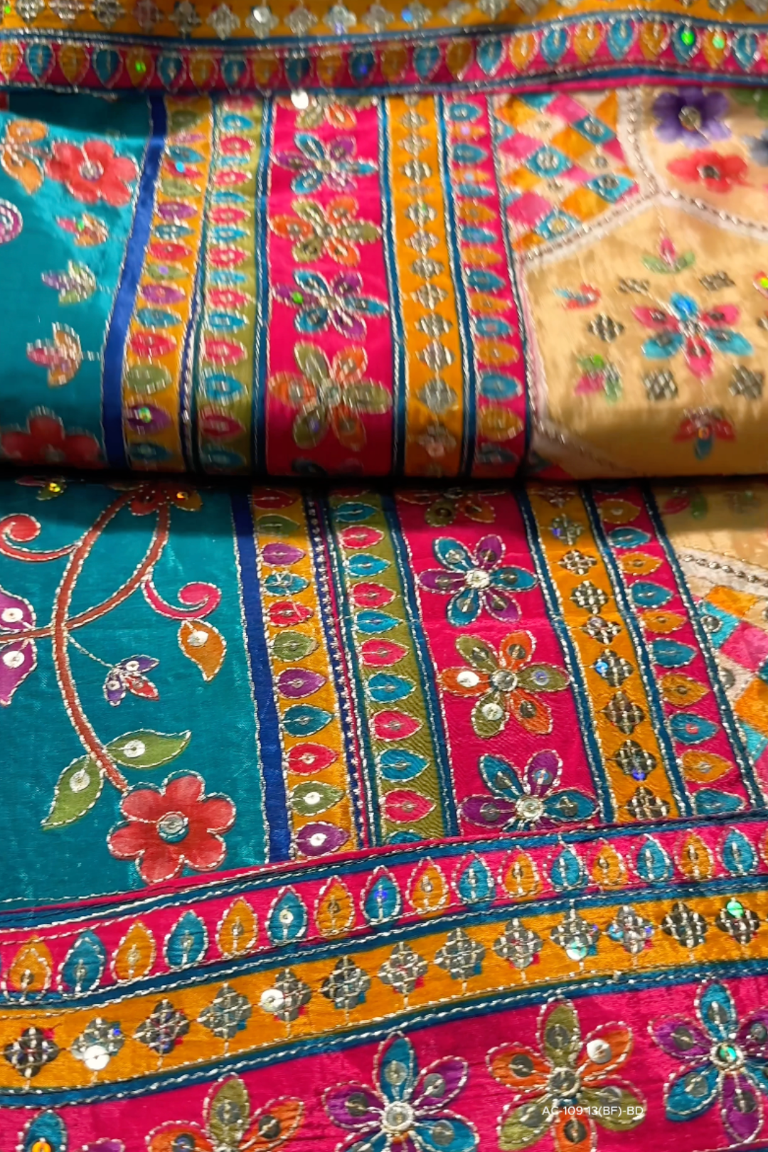 Multicolour Digital Printed Silk Ready Made Saree Embellished With Zari & Sequins Work