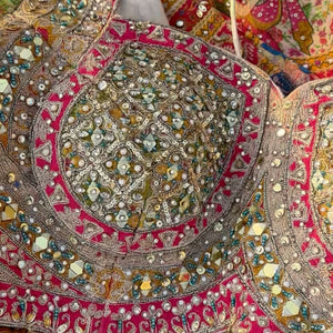 Multicolour Tissue Saree Embellished With Kundan, Sequins & Cut Dana Work