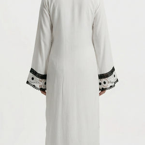 White Muslin Suit with Stone & Lace Detailing