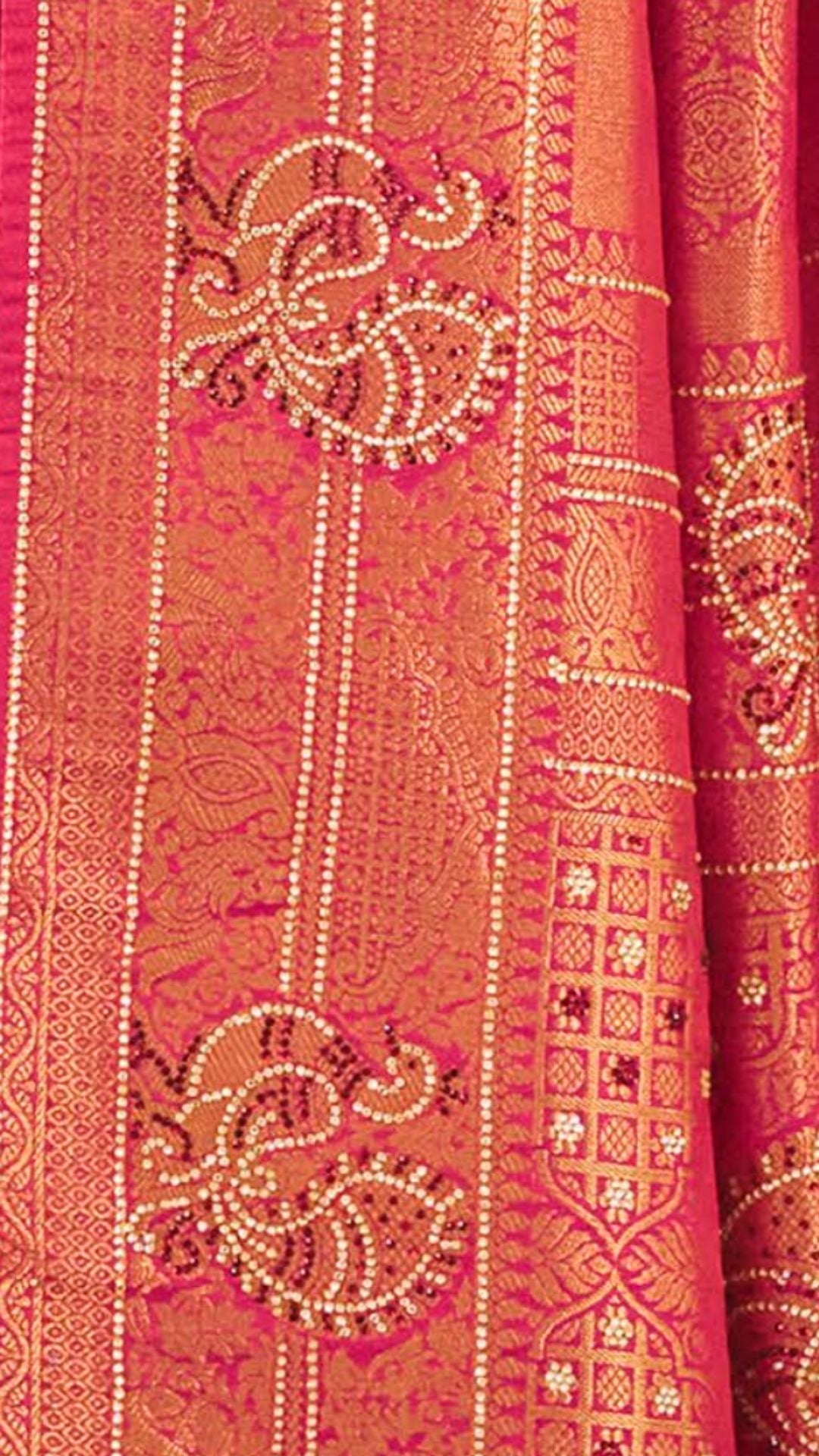 Pink Kanjiviram Silk Saree With Swarovski Work