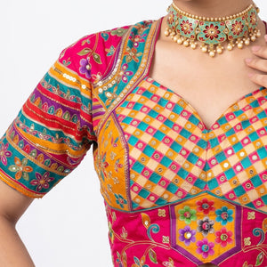 Multicolour Digital Printed Silk Ready Made Saree Embellished With Zari & Sequins Work