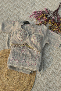 Tussar Tissue Saree Embellished With Sequins & Cut Dana Work