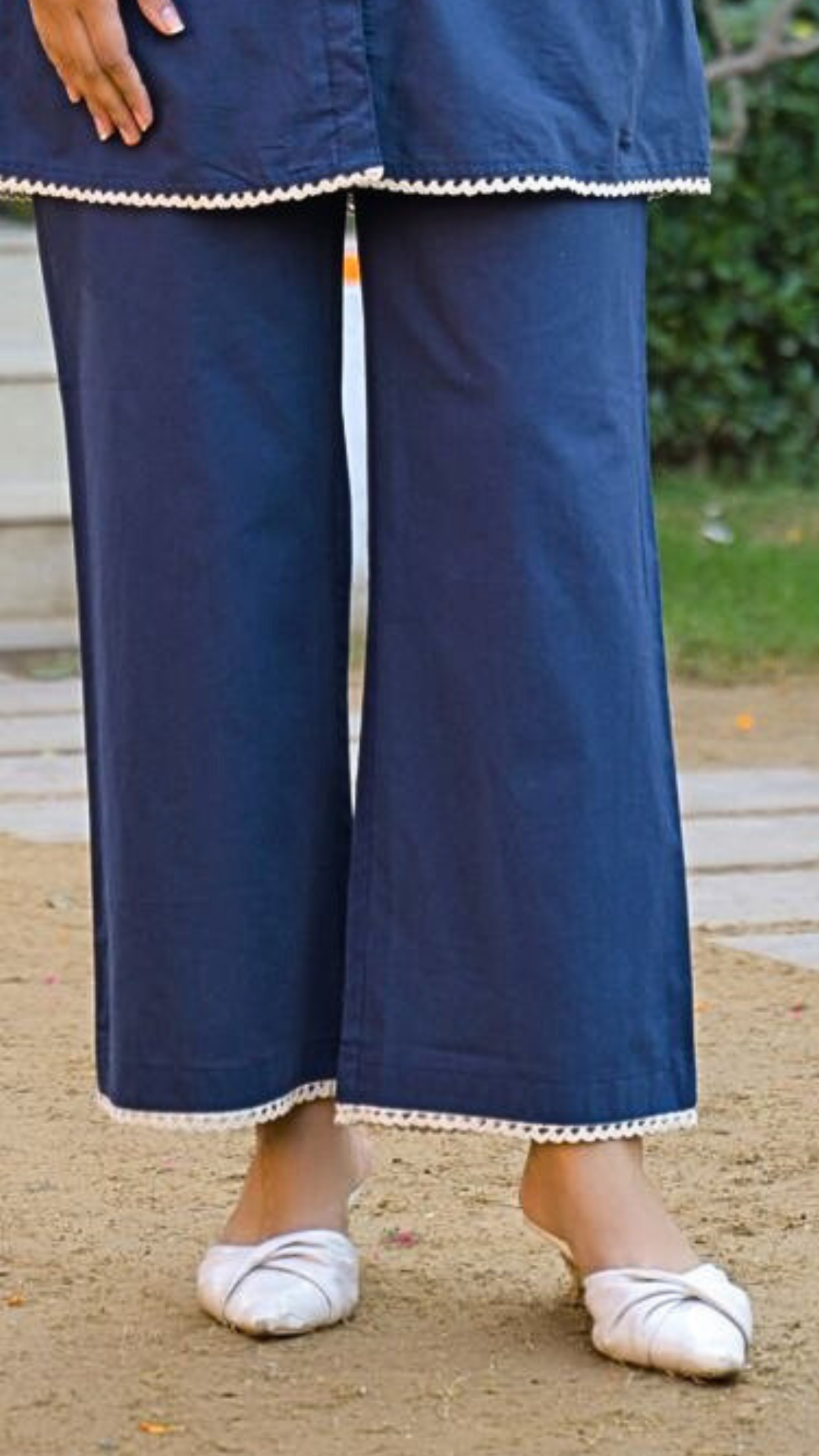 Blue Cotton Coord Set with Thread Embroidery