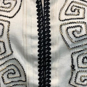 White Handloom Cotton Coord Set with Thread Detailing