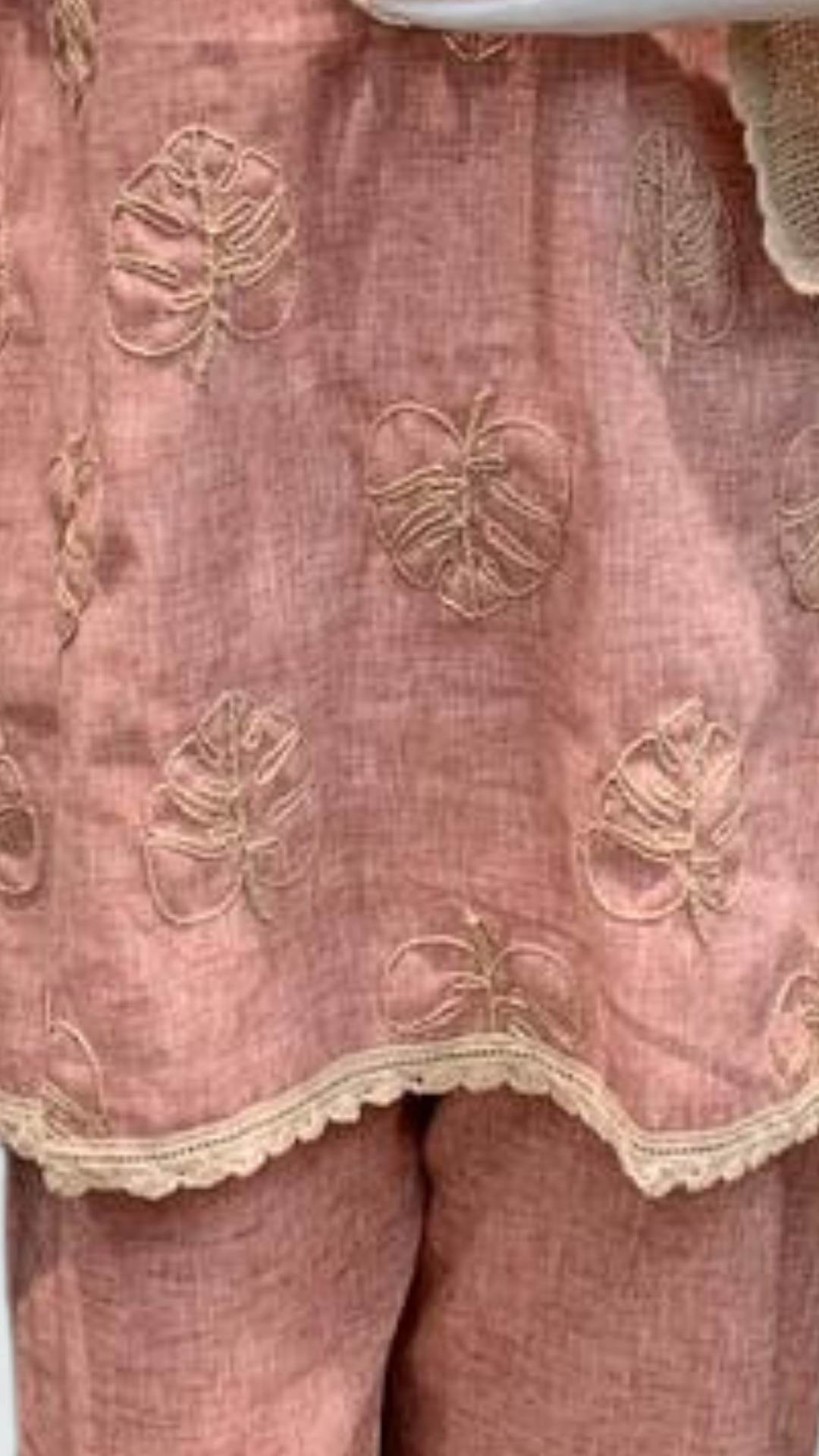 Pink Handloom Cotton Coord Set with Moti, Kodi and Thread Work