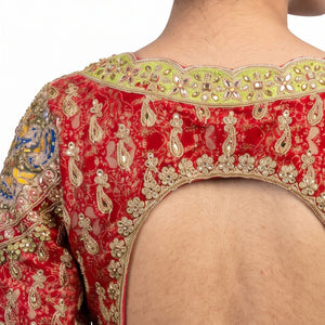 Beautiful Multicolour Tissue Saree Embellished With Kundan, Sequins & Cut Dana Work