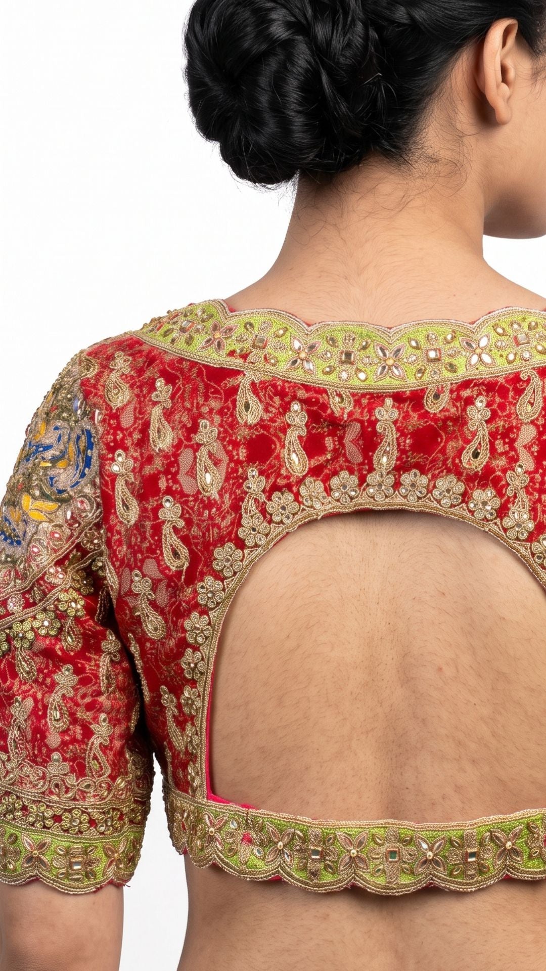 Beautiful Multicolour Tissue Saree Embellished With Kundan, Sequins & Cut Dana Work
