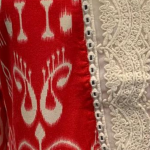 Red Maslin Cotton Coord Set with Fine Lace Work