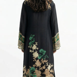 Black Crepe Coord Set with Digital Print & Mirror