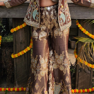 Tissue Banarasi Indo - Western Embellished with Mirror, Zari & Stone Work