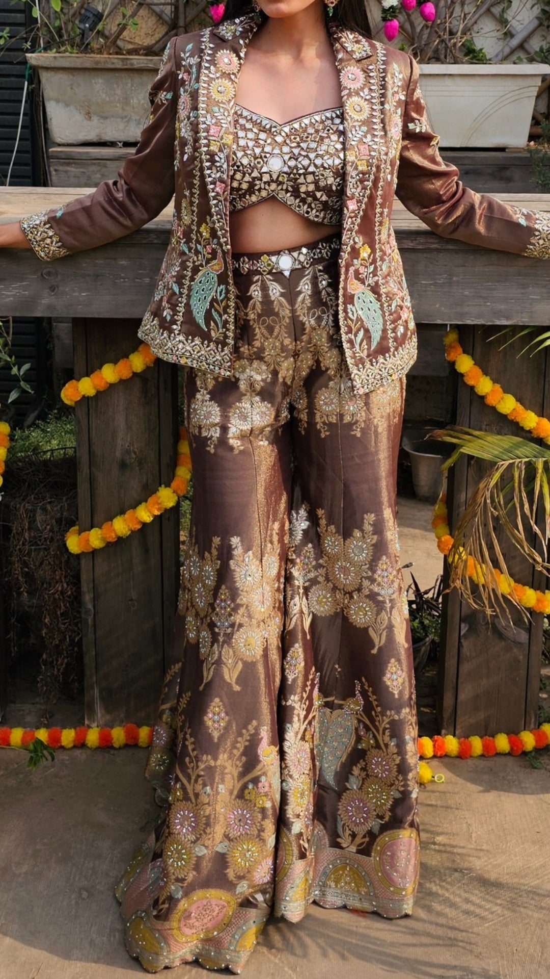 Tissue Banarasi Indo - Western Embellished with Mirror, Zari & Stone Work