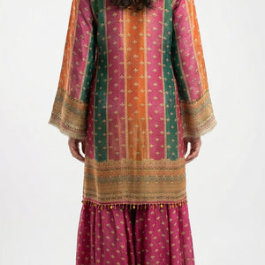 Rani Pink Tissue Indowestern with Sequins, Gota Patti, Stone & Moti Latkan Detailing