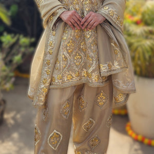 Golden Tissue Indo-Western with Gota Patti Work
