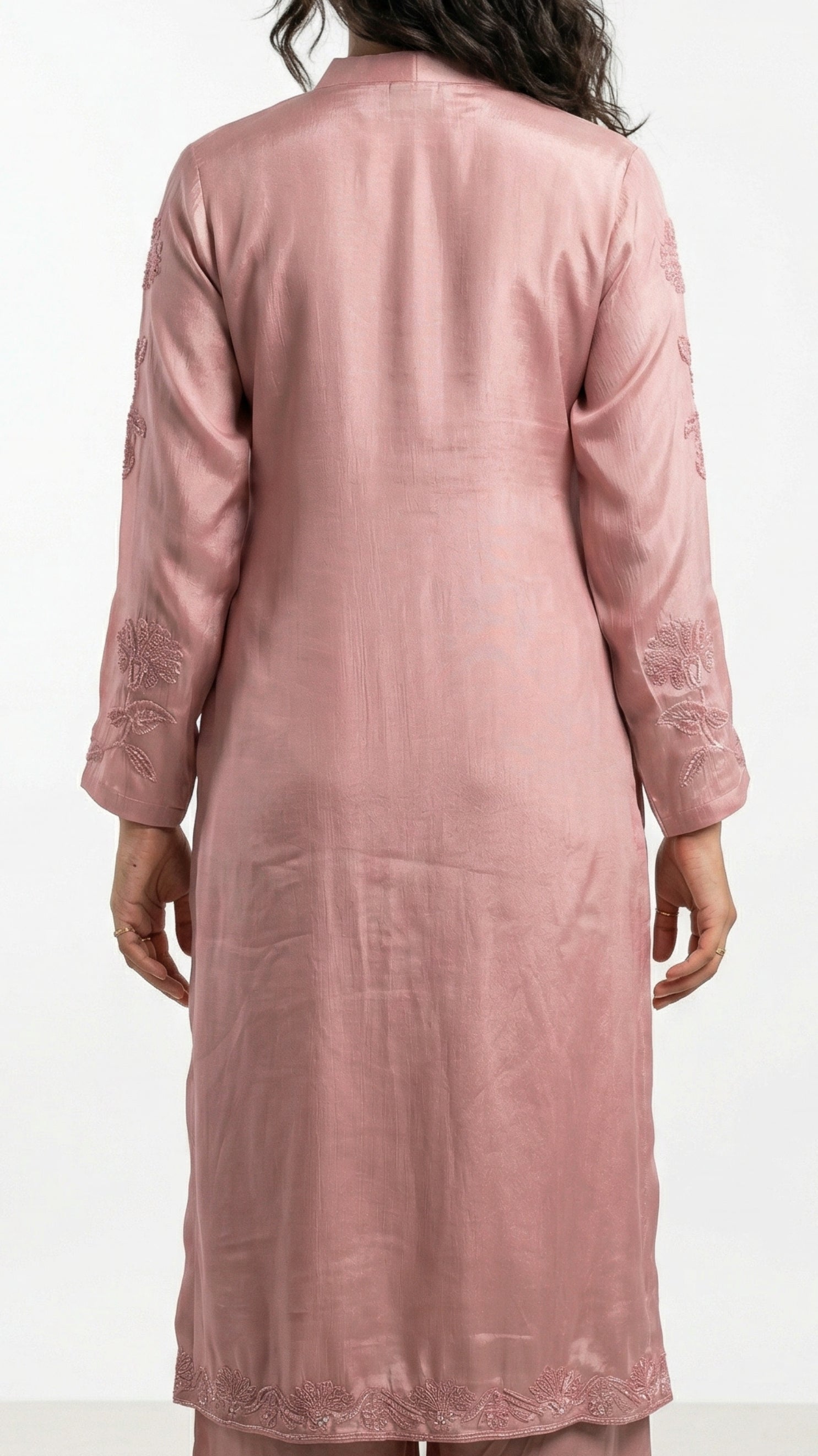 Pink Chinon Suit with Sequins & Cutdana Detailing