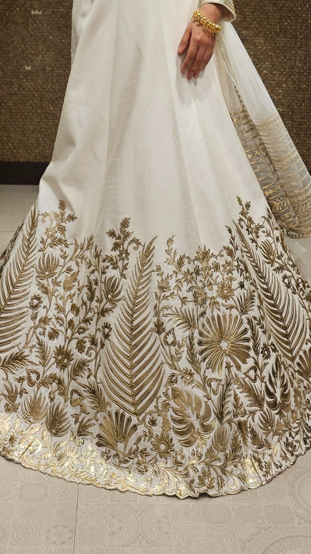 Ivory White Raw Silk Lehenga with Dupatta