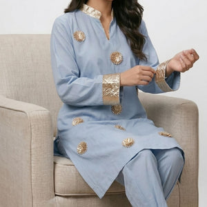 Summer Festive 3 Piece Cotton Coord Set with Gota Work