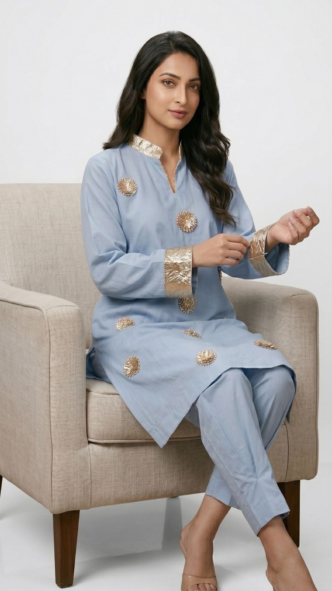Summer Festive 3 Piece Cotton Coord Set with Gota Work