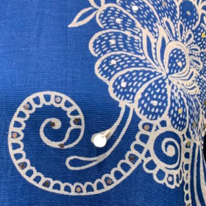 Blue Handloom Cotton Coord Set with Moti, Sequin & Lace Detailing