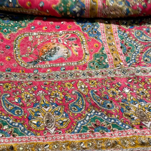 Beautiful Peach Silk Ready Made Saree Embellished With Pure Hand Work