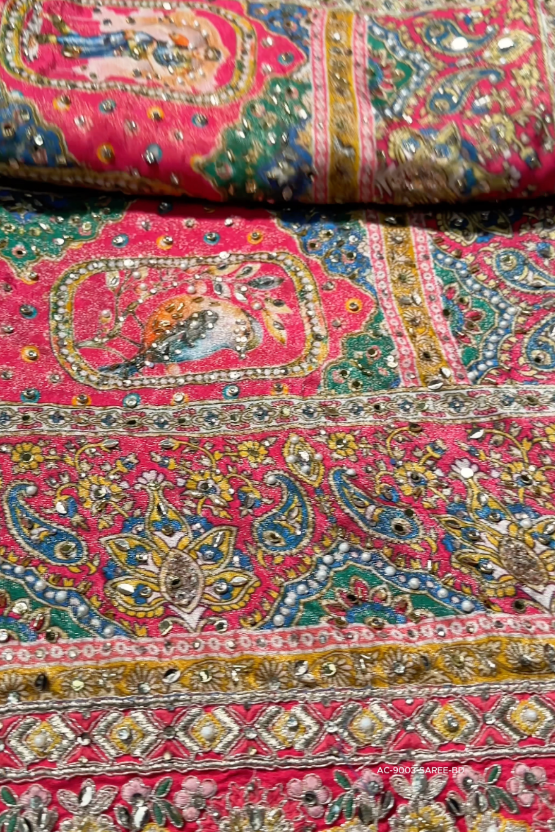Beautiful Peach Silk Ready Made Saree Embellished With Pure Hand Work