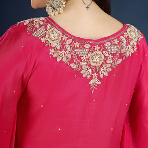 Rani Chinon Indo Western with Cutdana, Sequins and Pearl Embroidery