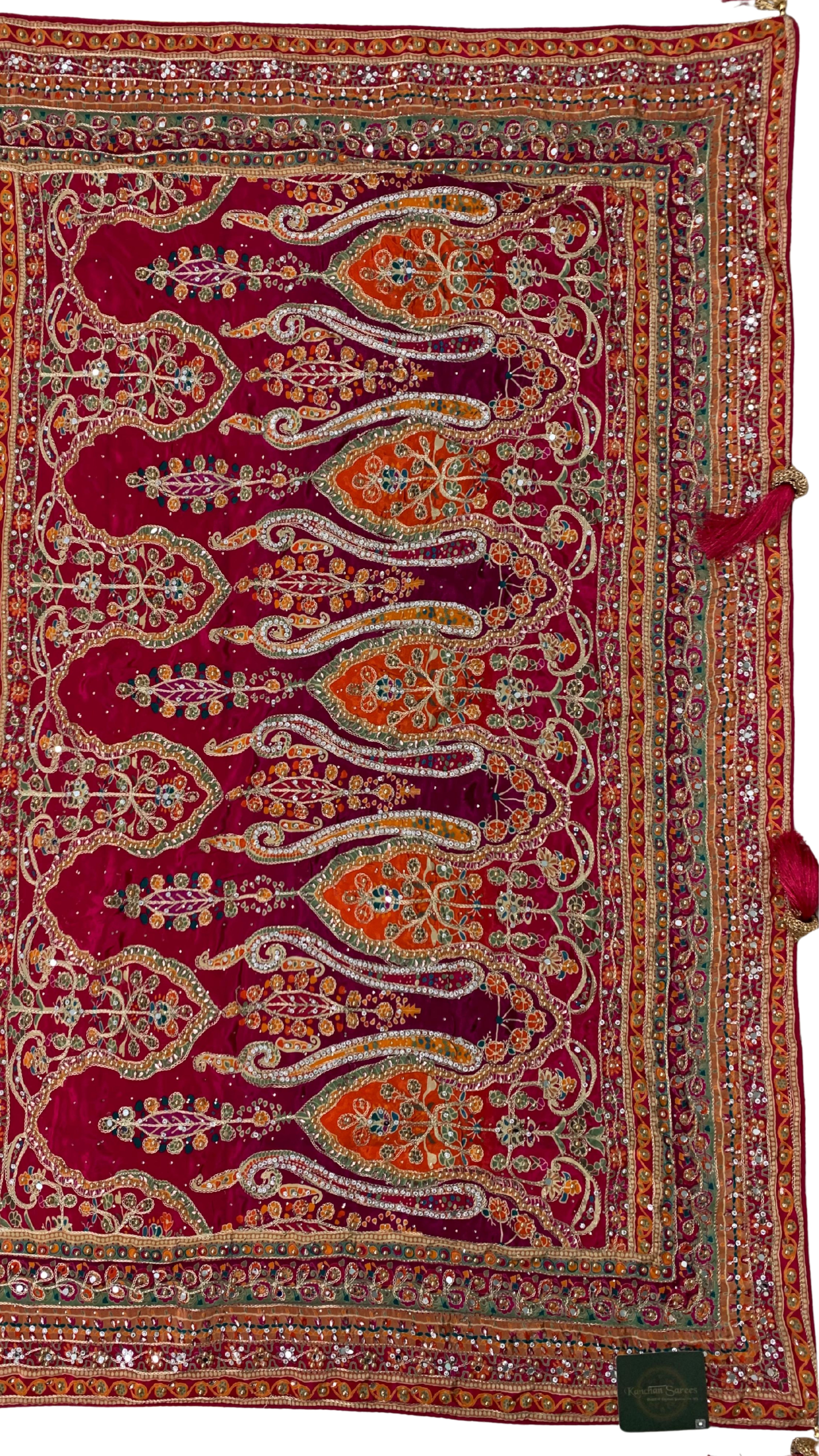 Fuchsia Tissue Silk Saree with Zari, Sequins & Cutdana work