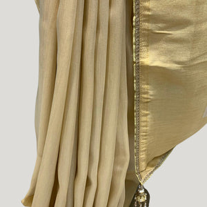 Yellow Silk Saree with Stitched Blouse and Zari, Cutdana & Sequins Work