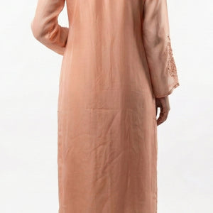 Dusty Peach Soft Organza Suit with Cutdana, Pearl & Moti Detailing