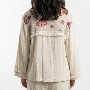 Beige Jute Coord Set with Thread Work