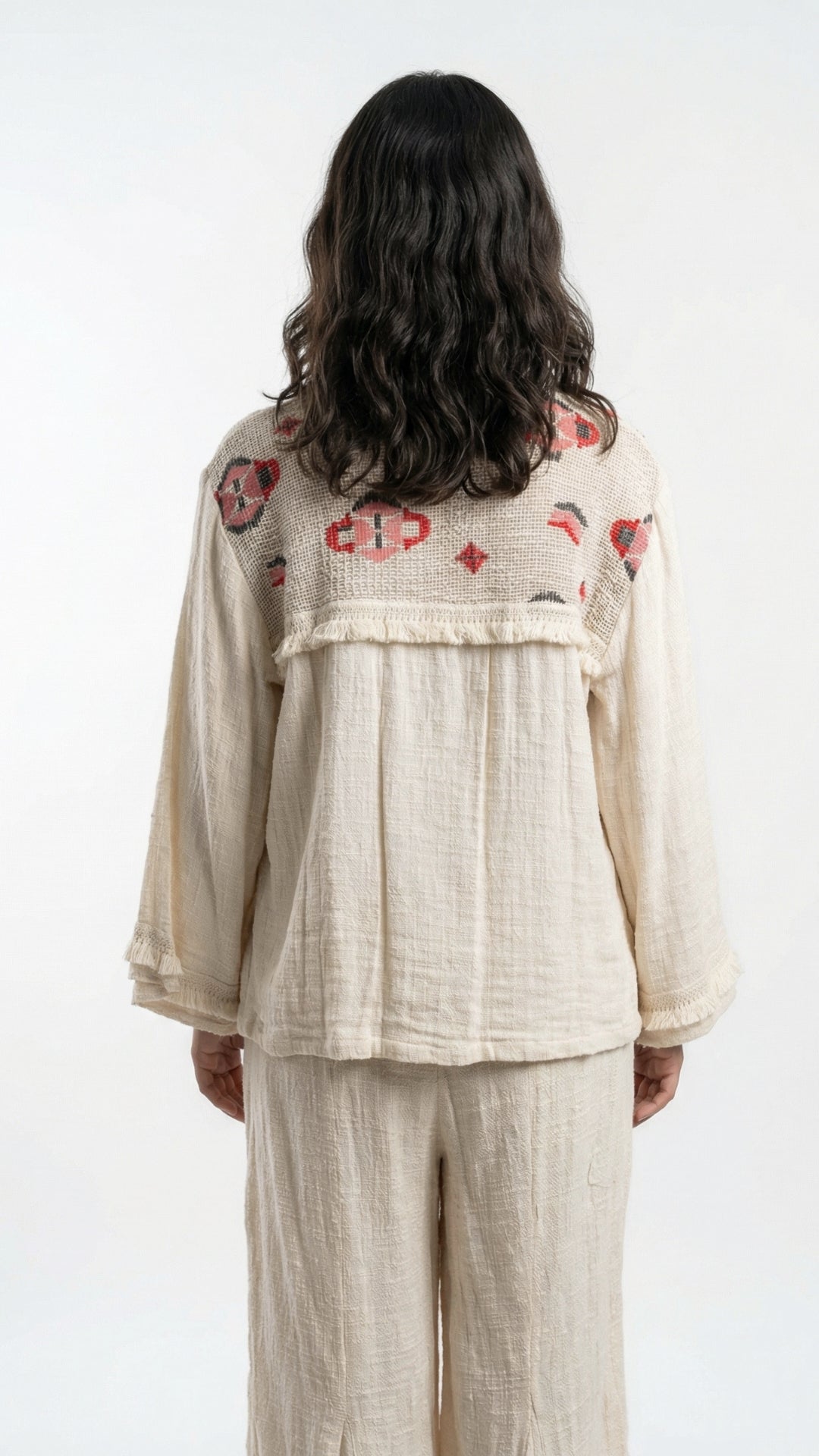 Beige Jute Coord Set with Thread Work