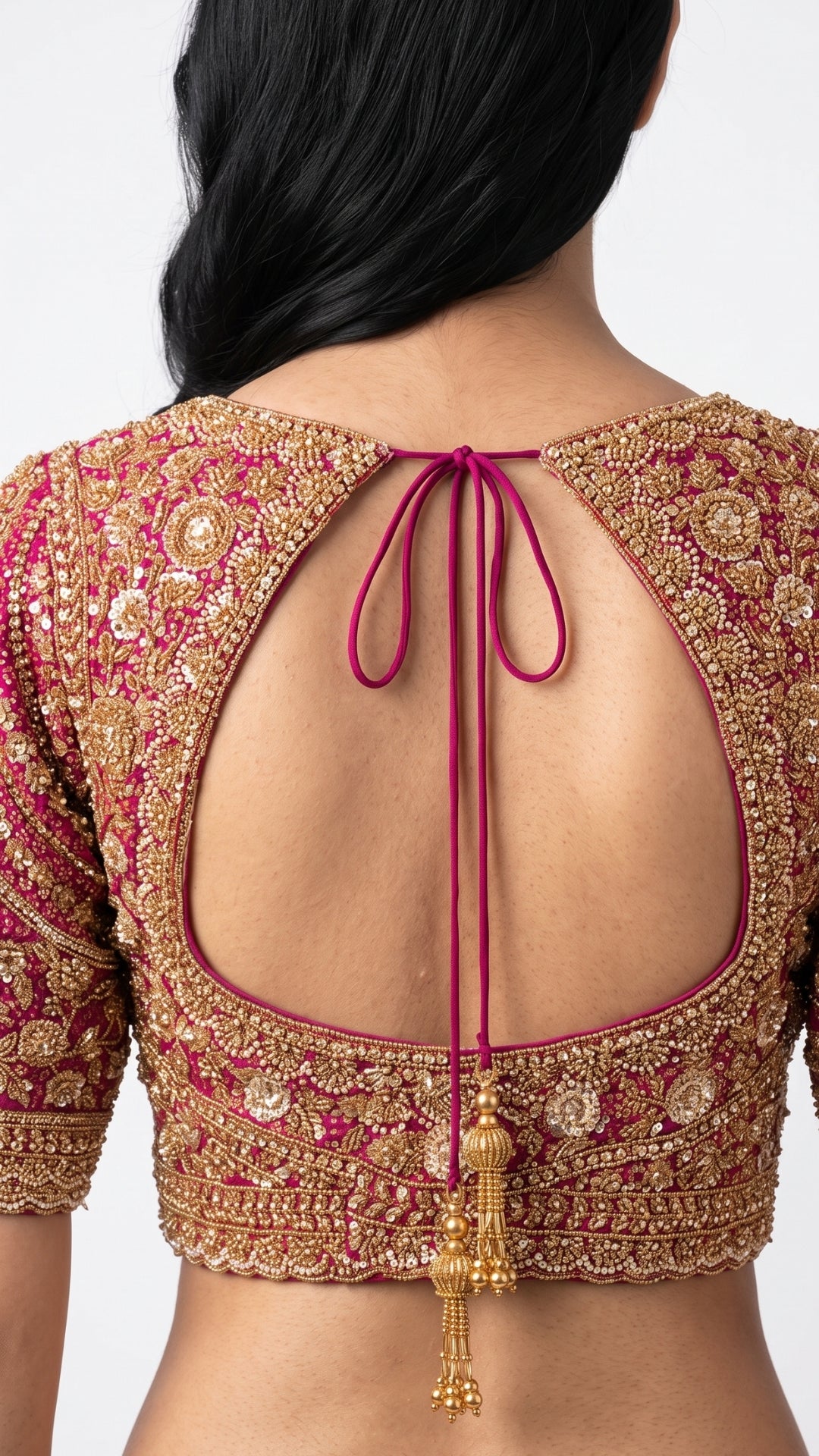 Beautiful Copper Peach Banarasi Saree Embellished With Sequins & Cut Dana Work