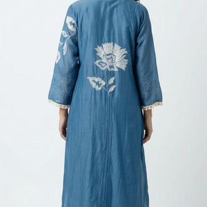 Blue Mul Cotton Suit with Thread Work Detailing