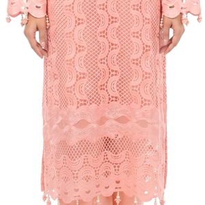 Pink Muslin Cutwork lace and  Pearl Sequins