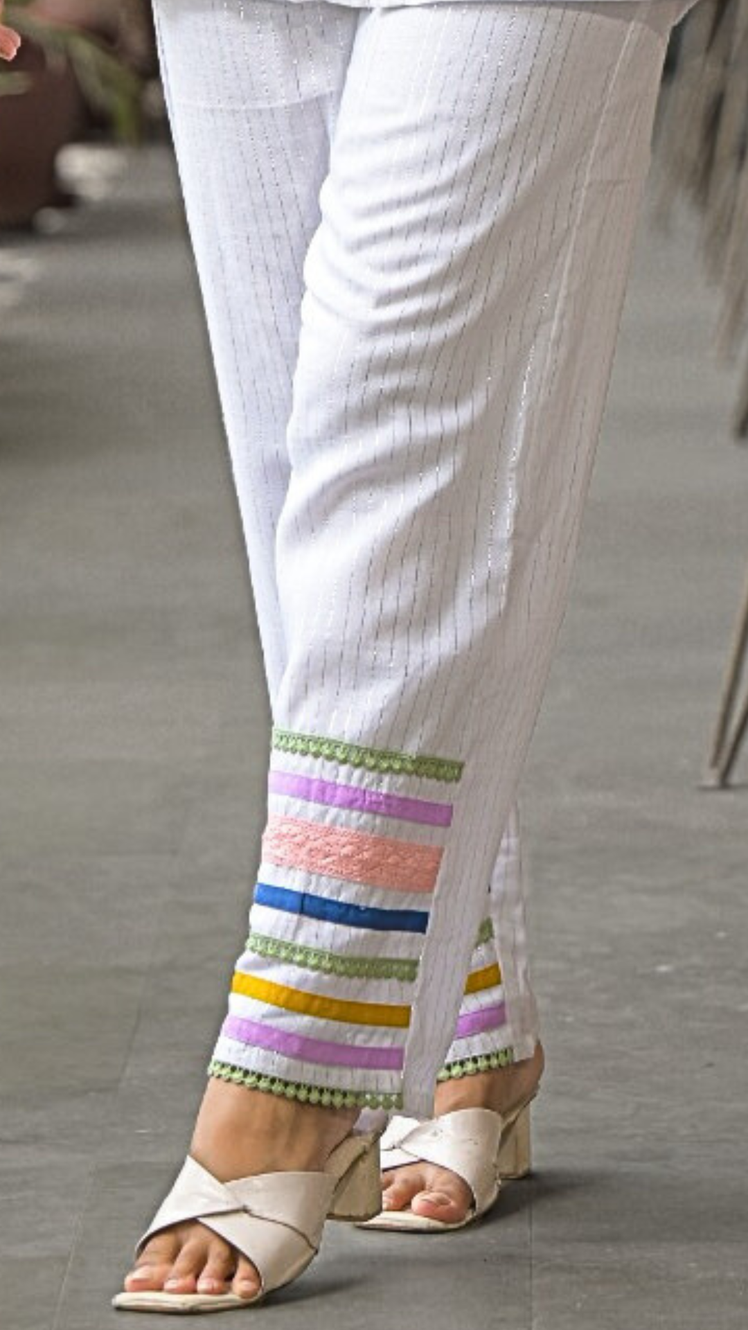 White Cotton Coord Set with Thread Embroidery