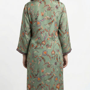 Green Crepe Coord Set with Sequins, Dabka, Moti & Digital Print Detailing