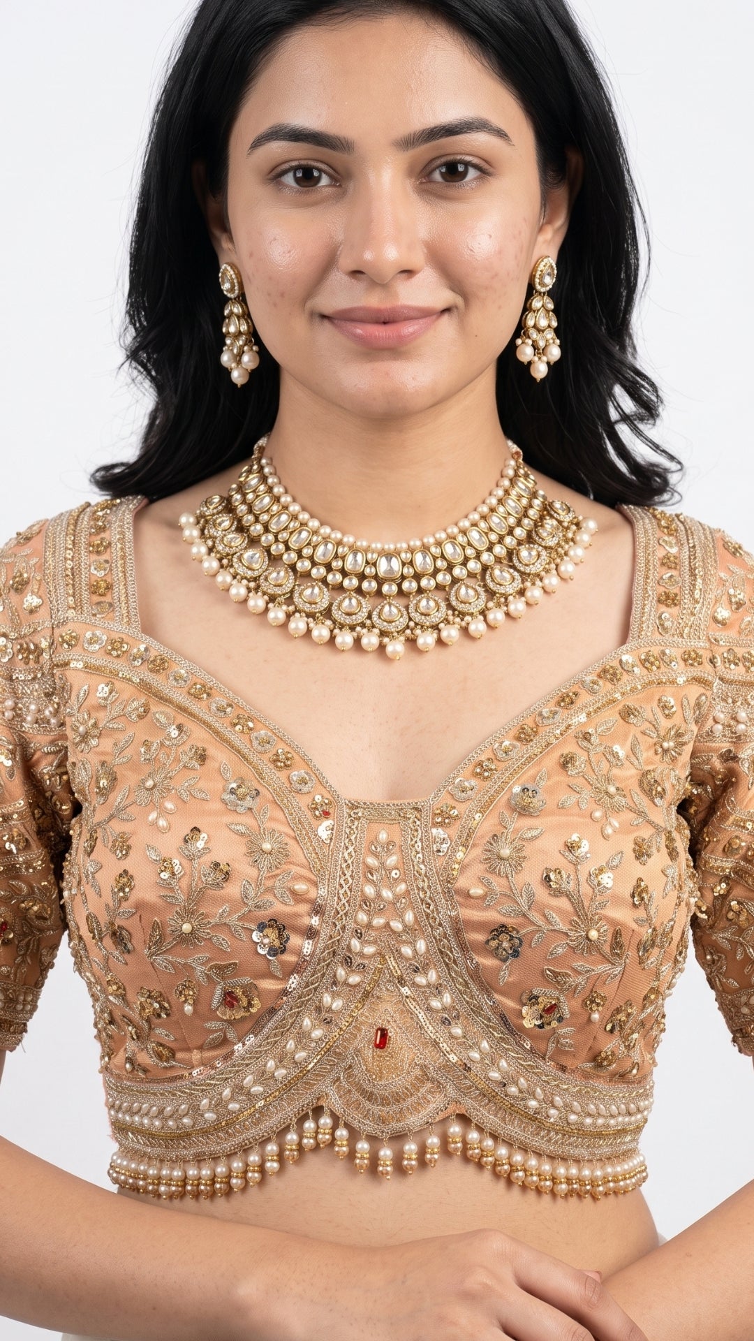 Baby Pink Tissue Saree with Zari, Cutdana & Sequins Work