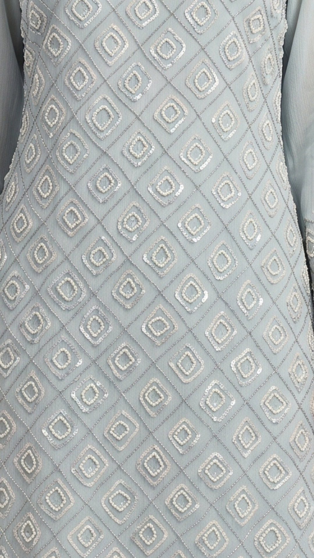 Ice Blue Chinon fabric moti cutdana & thread work sequins