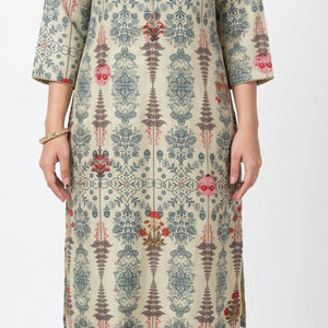 Mint Digital Printed Cotton Fabric Co-ord Set with Zari Work