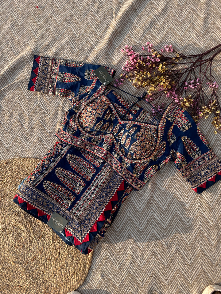 Peacock B Crepe Saree with Blouse with Printed, Sequins, Pearl and Zari Embroidery 1