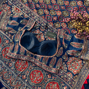 Peacock B Crepe Saree with Blouse with Printed, Sequins, Pearl and Zari Embroidery 14