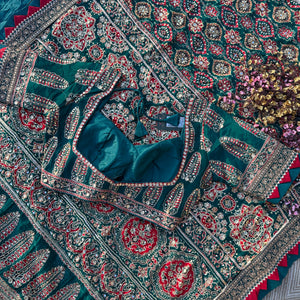 Peacock G Crepe Saree with Blouse with Printed, Sequins, Pearl and Zari Embroidery 14