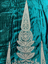 Load image into Gallery viewer, Bottle Green Velvet Unstitched Suit with Zari and thread Embroidery
